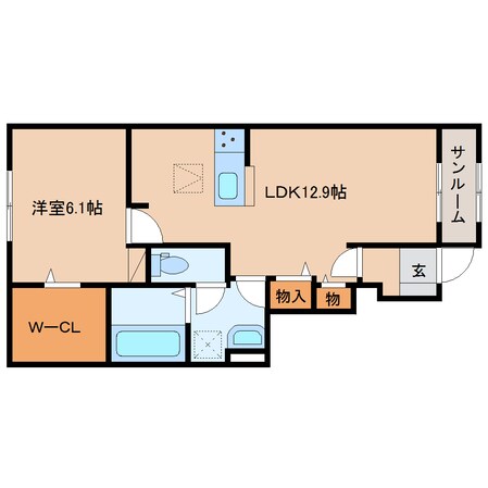 前栽駅 徒歩10分 1階の物件間取画像